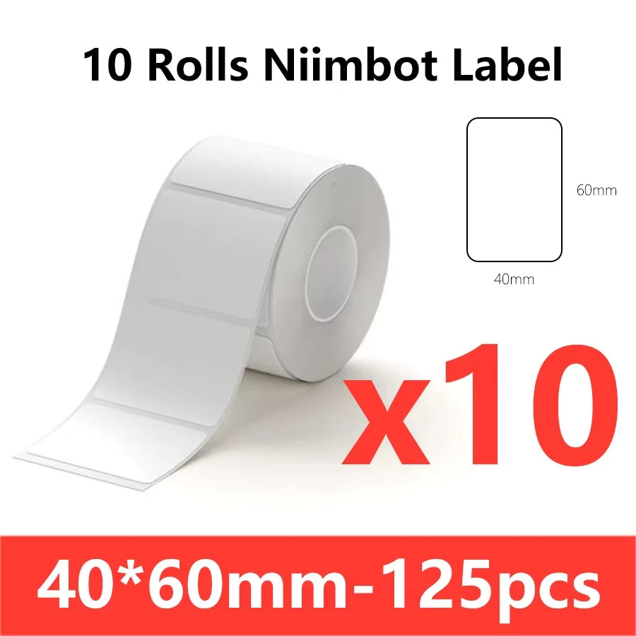 B1 White Sticker 3/5/10 Rolls Waterproof Paper Adhesive Label White Anti-Oil for B1 B21 Mini Thermal Printer Tape